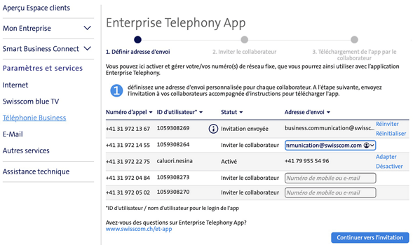 Enterprise Telephony configurer/utiliser – Aide | Swisscom